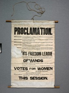 Women's Freedom League suffragette banner, Parliamentary Archives